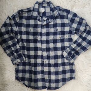 GAP Boys Navy and Grey Plaid Shirt